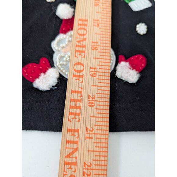 Just B Not So Ugly Christmas Cardigan Womens Size Small Black Beaded Santa - Picture 11 of 11